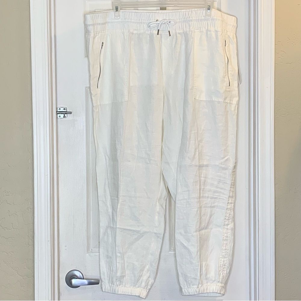 Athleta Cabo Linen Jogger Pants White Plus Size 24